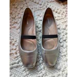 Old Navy Silver Metallic Square Toe Mary Jane Ballet Flats Womens 9.5 745324-04